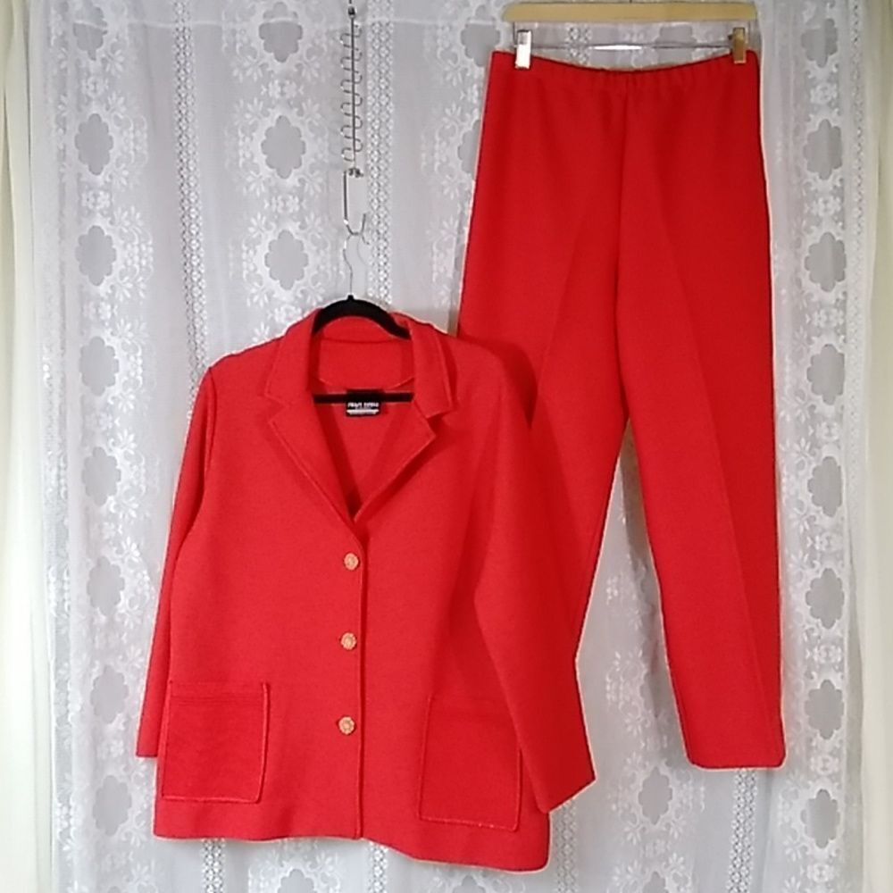 VTG Hedy Knits Of California The Aristocrat Of Knitwear Pantsuit 2 Pcs Sz 17/18